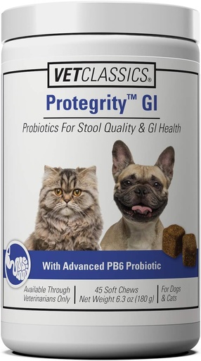 [BRSWYBABBYBQIDQ2] Vet Classics Protegrity GI Probiotics for Dogs & Cats for Stool Quality & Gastrointestinal Health, Supports GI Health in Stressed & Imbalanced, 45 Soft Chews