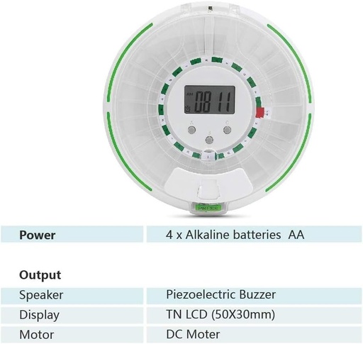 [BRSWYGI6CACRU3LL] Automatisk Pill Dispenser - 28-dagars elektronisk medicineringsplanerare / Organizer - Dispense Up 6 Times / Dag - Easy Read Display - Inkluderar blinkande ljus, ljud, alarm och säkerhetslås, 9 Templatringar