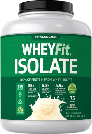 [BRSWI2QCBYOB4FDC] Whey Protein Isolate WheyFit (Natural Vanilla Breeze), 5 lb (2.268 kg) Bottle