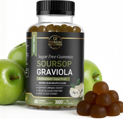 [BRSROFIDBB7AMDL5] Сурсоп Листя та сурсоп Фрукти Гумії - 3000mg Soursop Extract - Graviola Supplement - Soursop Fruit and Leaf - 60ct - Sugar-Free - Gluten Free - Non-GMO - Vegan Друглі
