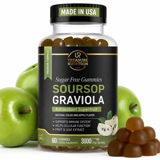 [BRSROFIDBB7AMDL5] Soursop Leaves & Soursop Fruit Gummies - Sugar Free Soursop Graviola Gimmies - 3000mg Max Strenght Soursop Extract - Graviola Supplement - Soursop Fruit and Leaf - 60ct - Non-GMO – Vegan Friendly