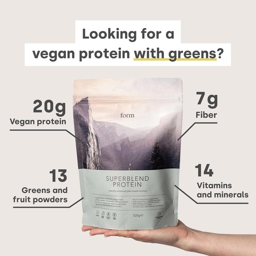 [BRSROGL3A4BBAHLX] Vorm Superblend Valk - Vegan Valgu Pulber Superfoods, Vitamiinid ja Mineraalid - 20 g Taimne Valk Serving (Šokolaad Maapähkli)