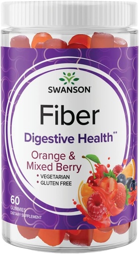 [BRSRMZANOAMWYDLA] Swanson Mixed Berry Fiber Gummies - Digestive Support Promoting Regularity & Healthy Lipid Levels - All Natural Formula to Help Support A Healthy Gut Microbiome - (60 Gummies, 5g Each)