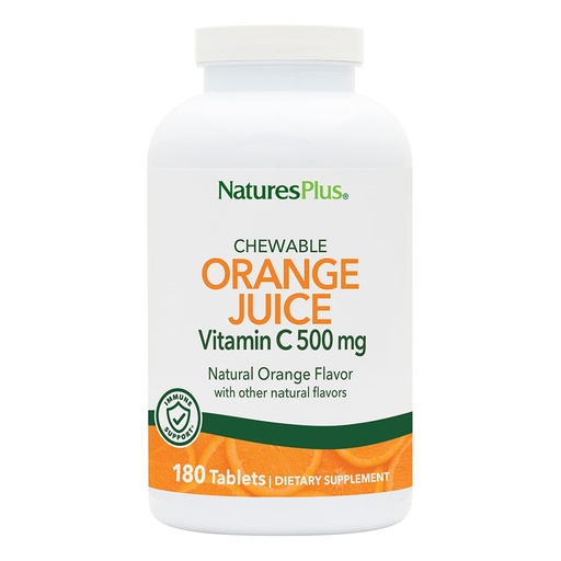 [BRSWIYTYO4GRSAI7] NaturesPlus Orange Juice - 180 Chewable Tablets - 500 mg Vitamin C - High-Potency Immune Support Supplement, Antioxidant - Gentle on Stomach - Vegan, Gluten Free - 180 Servings