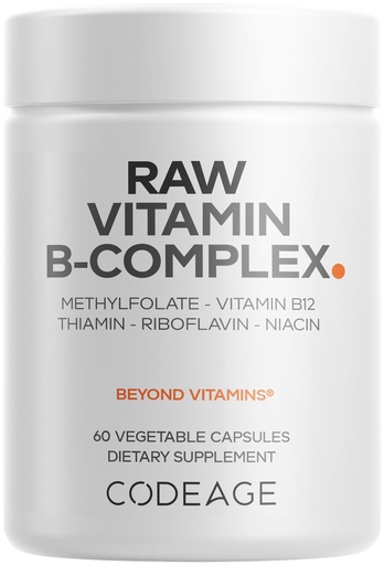 [BRSROBIQBZ4A4YDG] Codeage Raw Vitamin B-Complex Supplement - Essential B Vitamins with Probiotics, Digestive Enzymes, Fruits & Vegetables - 2-Month Supply - Methylfolate - Biotin - Vitamin B12 - Non-GMO - 60 Capsules