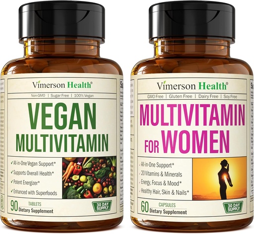 [BRSRAGIQOYMBEC3F] Vimerson Health Vegan Multivitamins for Vegans and Vegetarians & Multivitamin for Women