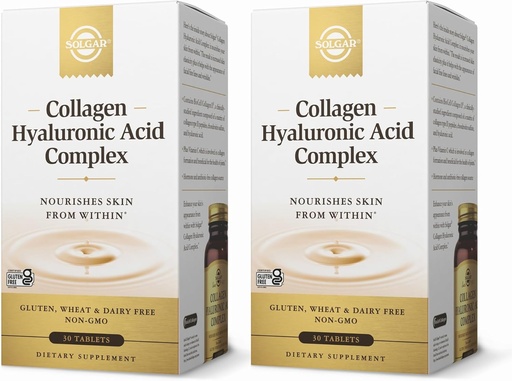 [BRSWIEYDBUFBGHTI] SOLGAR Collagen Hyaluronic Acid Complex - 30 Tablets, Pack of 2 - Non-GMO, Gluten Free, Dairy Free - 60 Total Servings