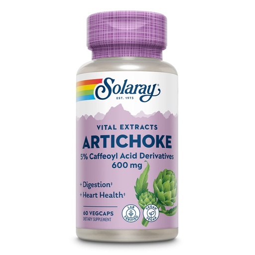 [BRSWIYT3PMCGEADE] SOLARAY Artichoke Leaf Extract Capsules 600 mg - Artichoke Supplement for Men & Women, Supports Liver, Digestive & Heart Health, Herbal Support for Adults, Vegan - 60 Veg Caps
