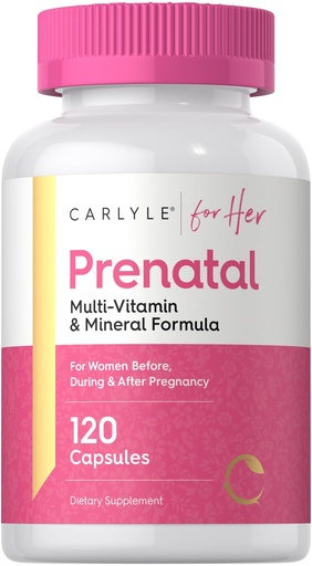 [BRSROZAEDENGGCLK] Carlyle Prenatal Vitamins for Women | 120 Capsules | Multivitamin and Mineral Formula with Folic Acid | Non-GMO and Gluten Free Supplement | for Her