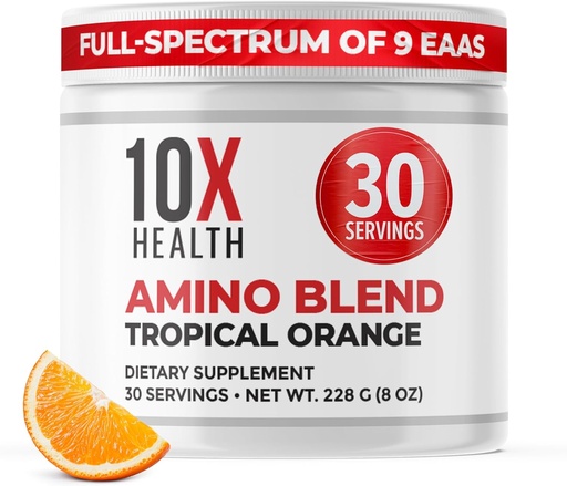 [BRSRAH37CEGQA3T5] 10X Health Amino Acids - 30 EAA və BCAA Toz, Essential Amino Acids Supplement ilə BCAA pre Workout BCAA - BCAAs & EAFor Longevity, Muscle Support, Strength, Energy - Tropik