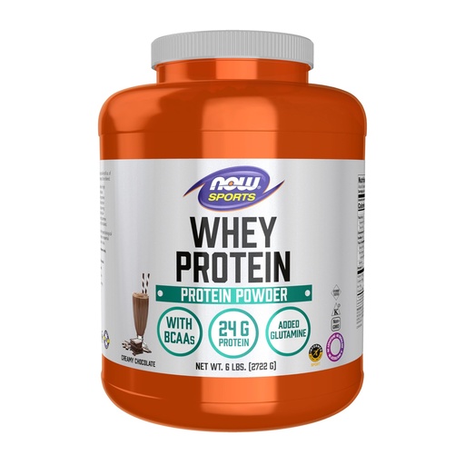 [BRSWIY32BQPBKEQ5] NOW Foods Sports Nutrition, Whey Protein, 24 g With BCAAs, Creamy Chocolate Powder, 6-Pound