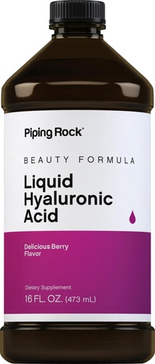 [BRSRO2QLAQPBM3IU] Piping Rock Liquid Hyaluronic Acid Supplement | 100mg | 16 fl oz | Natural Berry Flavor | Vegetarian Formula | Non-GMO, Gluten Free