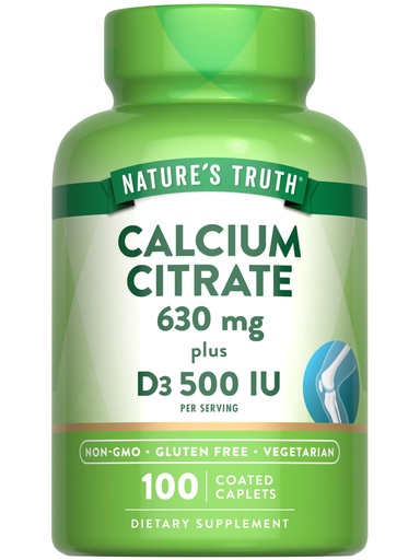 [BRSWECT7BMCREYL7] Nature's Truth Calcium Citrate with Vitamin D3 | 100 Caplets | Vegetarian, Non-GMO & Gluten Free Supplement