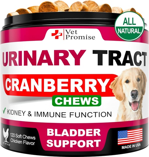 [BRSROAINBV5QGCIU] Dog UTI Treatment - Cranberry supplement for Dogs UTI - Bladder Control - Urinary Tract Infection Treatment Medicine - Cranberry supplement Vitamins Multivitamin Chews - Made in USA
