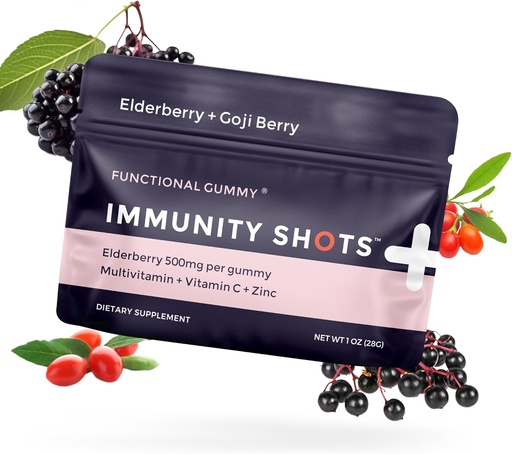 [BRSWYHQFOIHAOGY6] SGC Immunity Shots - Elderberry and Goji Berry 500mg Multivitamin Gummies (12-Packs, 4 Per Pack) Immune System Support Supplement, Vegan, Gluten Free, Plant-Based, Made in USA