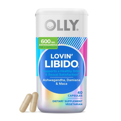 [BRSWYCYBOAPQ2GTP] OLLY Lovin Libido Capsules, Boost Desire With Ashwagandha, Maca & Damiana, Vegetarian, Supplement for Women, 20 Day Supply - 40 Count