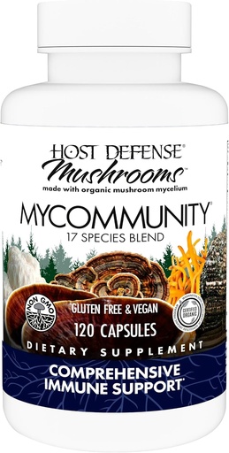 [BRSWIYA6BF4BMA3G] الدفاع المضيف كابسوليس بلدي كوميونيتي 17 Species Blend Mushroom supplement for Immune Support - Herbal Aid with Lion's Mane, Reishi. Chaga, Cordyceps, Turkey Tail ' More - 120 Capsules (60 Servings)*