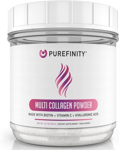 [BRSWYYI5AB5RY3TZ] PUREFINITY Collagen Peptides for Women – Type I, II, III, V & X with Biotin & Hyaluronic Acid, Supports Healthy Skin, Bones, Hair & Nails – Non-GMO, Grass-Fed, Unflavored, 10.7oz (1 Month Supply)
