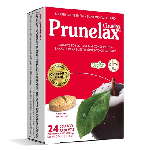 [BRSWIY37PJYACETM] Prunelax Ciruelax Regular Strength Laxative Tablets - Overnight Relief for Occasional Constipation, Senna Extract, Vegan & Gluten-Free, Fast-Acting Gentle Relief - 24ct