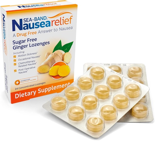 [BRSWI2T7AYNQ433I] Sea- Band Ginger Lozenges, Drug and Sugar Free, for Motion Sickness and Nausea Relief *