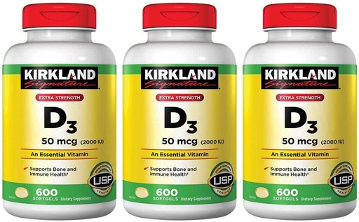 [BRSWIHL2OR6RK23Y] Kirkland Signatur Maximale Stärke Vitamin D3 2000 I.U., Packung von 3