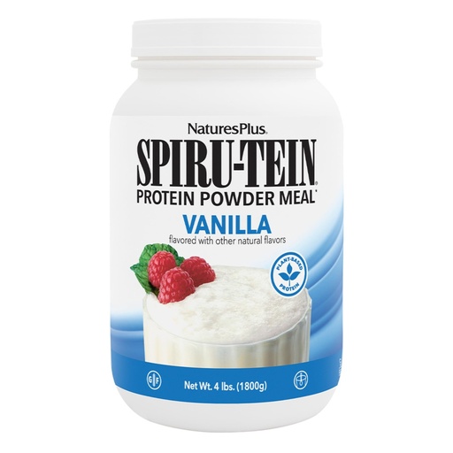 [BRSROGQCDEIWCDT4] NaturesPlus SPIRU-TEIN, Vanilla - 4 lbs - Plant-Based Protein Shake - Non-GMO, Vegetarian, Gluten Free - 60 Servings