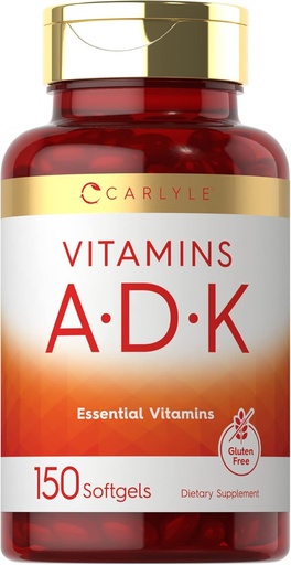 [BRSW2BQNBMJQGFIV] Carlyle Vitamiin ADK | 150 Softgels | Mitte-GMO, gluteenivaba toidulisand