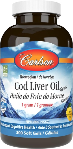 [BRSWIYILOAMWACY7] Carlson Labs Cod Liver Oil, Low Vitamin A, 230mg Omega-3, 300 Count