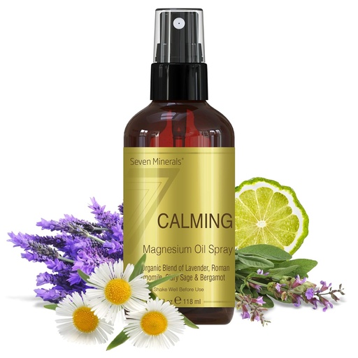 [BRSWKGIGAAFG2CLO] Seven Minerals Calming Magnesium Spray | 100 Percent Natural Essential Oils Blend - Tillverkad i USA (Lavender, Roman Chamomile, Clary Sage och Bergamot) || eBook Inkluderad (New)