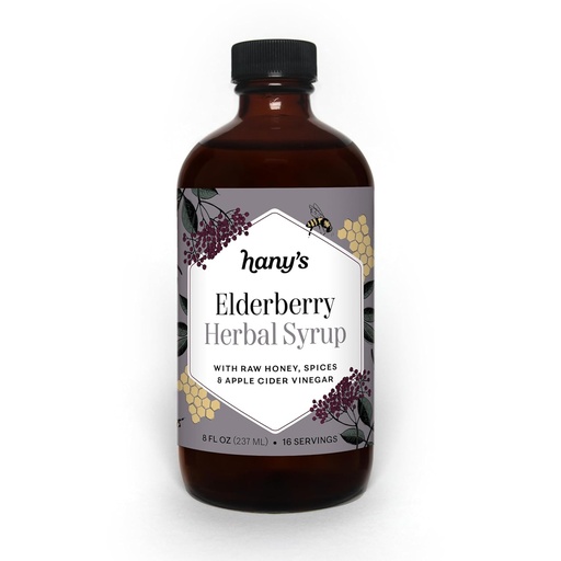 [BRSWYBIDCV5RGDTA] Hany's Harvest Elderberry Herbal Syrup – 8 fl oz | All-Natural Wellness Tonic, Apple Cider Vinegar, Raw Honey & Elderberry | Non-GMO, Gluten-Free, Handcrafted
