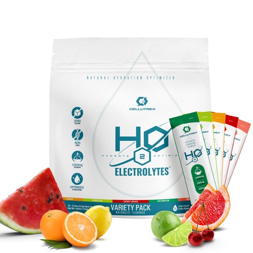 [BRSRAZQRBAMQE23G] Cellutrex® H2O Electrolytes – Electrolyte Powder Drink Mix, Zero Sugar, Natural Himalayan Salt Hydration Packets for Recovery and Wellness, FSA-HSA, Variety Pack, 20 Sticks