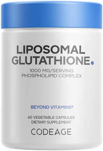 [BRSW2CADPIDWAFD3] Codeage Liposomal Glutathione 1000 mg Supplement, High-Potency Reduced L-Glutathione - Liposomal Delivery - Phospholipids - Non-GMO, Gluten-Free - 60 Capsules