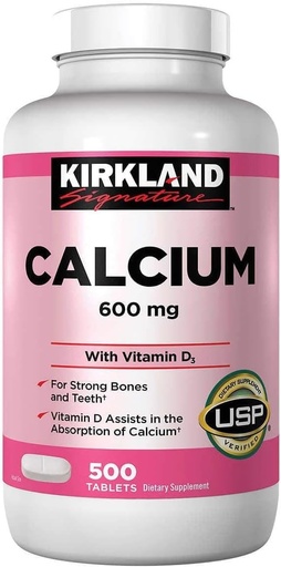 [BRSWIYA3B5YREG34] Kirkland Signature Calcium, 600 mg+D3, 500-Count Tablets