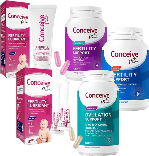 [BRSW2Z33OIBGEG3B] CONCEIVE PLUS Complete Fertility Bundle - Trying To Conceive Couples Kit TTC Fertility Supplements and Sperm Friendly Lubricants