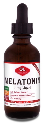 [BRSWIAQOCQGA4HDI] Olympian Labs Liquid Melatonin 1mg, 2 Ounce, Fall Asleep Naturally, Alcohol Free
