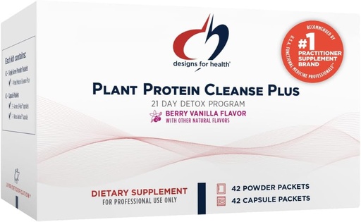 [BRSWIHI5OF7BAFLI] Designs for Health Plant Protein Cleanse Plus 21 Day Detox Program - Podporuje zdravé funkce jater + Metabolické čištění s antioxidanty + Byliny, Vegetarian (42 protein Powder Drink + vitamínové balení)