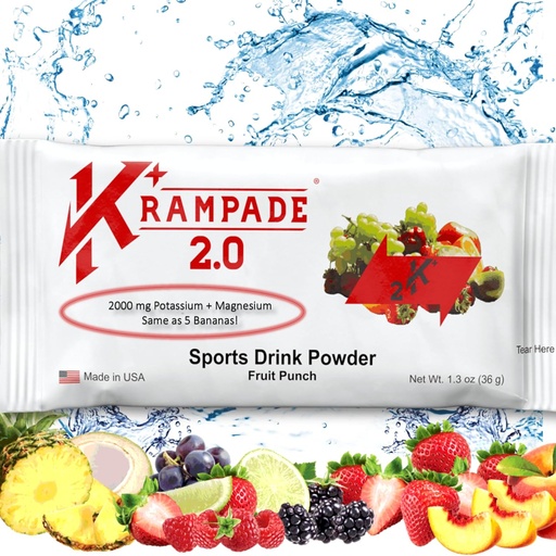 [BRSWYYIPOQHWCEYZ] Krampade 2.0 2K: 50 mg Magnesium + 2000 mg Potassium Cramp Relief Electrolyte Drink Powder: Faster Recovery, Slower Fatigue, Optimized Hydration | 20 Single-Serving Packets (Fruit Punch)