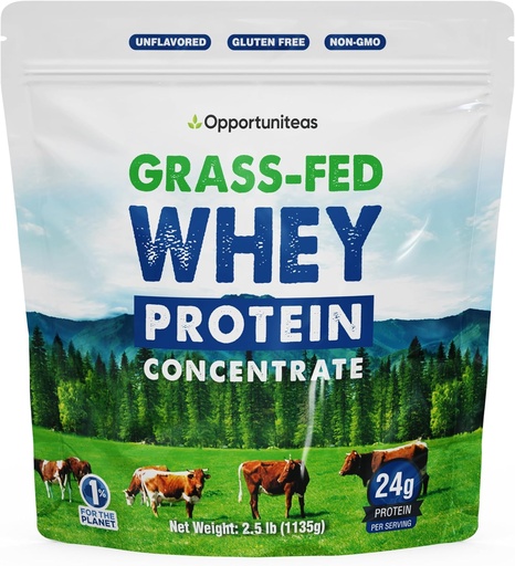 [BRSW2HAHPIFWC3AZ] Opportuniteas Grass Fed Wei Protein Powder Concentraat - 1 Ingrediënt - Pure Protein Supplement for Drink, Smoothie, Shake, Cooking & Baking - Non GMO, Hormone Free & Gluten Free - 2,5 lbs