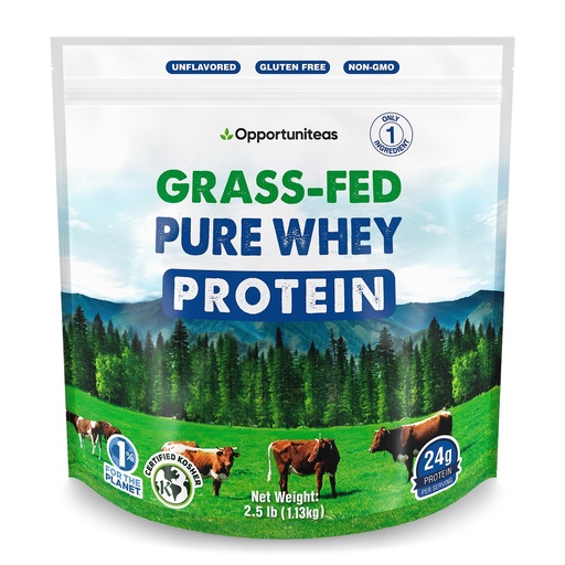 [BRSW2HAHPIFWC3AZ] Opportuniteas Grass Fed Whey Protein Powder Concentrate - 1 Ingredient - Pure Protein Supplement for Drink, Smoothie, Shake, Cooking & Baking - Non GMO, Hormone Free & Gluten Free - 2.5 lbs