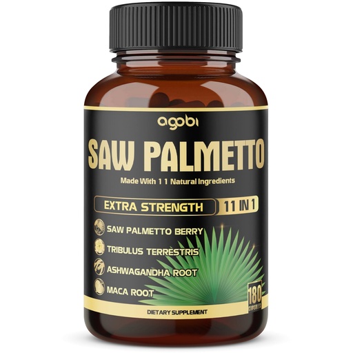 [BRSW223YCUDRSDTF] 11in1 Saw Palmetto Capsules with Ashwagandha, Turmeric, Tribulus, Maca, Green Tea, Ginger, Holy Basil & More - Healthy Prostate & Hair Support - 180 Count 6-Month Supply