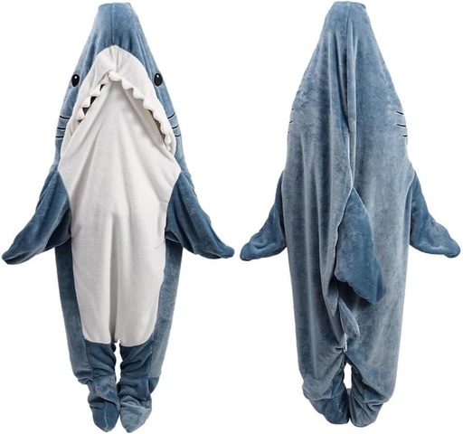 [BRSROHQTPICR43DL] Shark Blanket Hoodie Onesie, Shark Onesie Adult, Shark Sleeping Bag for Adult (XXL)