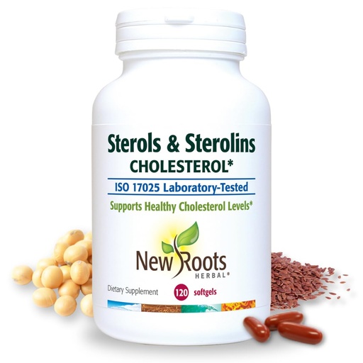 [BRSROHY2AQNRECD3] NEW ROOTS HERBAL Plant Sterols and Sterolins Supplement with Organic Flaxseed | Stanols or Phytosterols for Cholesterol Support with Source of Omega-3s (120 Softgels)