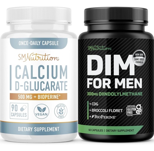 [BRSRAZALCUBGK3LF] SMNutrition Men's DIM Supplement with Calcium D-Glucarate | Male Hormone Balancing Bundle with DIM Complex for Men (60 Servings) and Vegan Gluten Free Non-GMO CDG Supplement (90 Servings)
