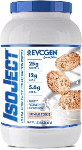[BRSRMAIPCR5BMG32] Evogen Isoject - Whey Protein Isolate | Ultra-Pure Whey Protein Powder with Ignitor Enzymes, BCAAs, and EAAs | Enhanced Absorption & Recovery | Oatmeal Cookie | 26 Servings