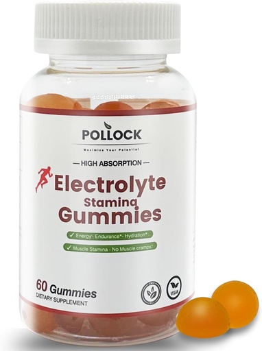 [BRSRAGI5OR7G2CTH] Electrolyte Gummies for Athletes - Orange Flavor, 60 Gummies for Electrolyte Replenishment, Enhanced Endurance & Musce Cramp Prevention, 2 Gummies per Serving