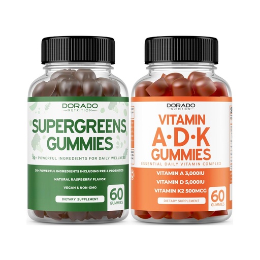 [BRSRAFDQB57GA2AV] Supergreens Gummies (60 Gummies) Greens Supplements with 8 Ingredient Power Blend - Superfood for Immunity Support for Adults and ADK (60 Count) with D & K - 10 Vegan Supplement - Non GMO & USA Made