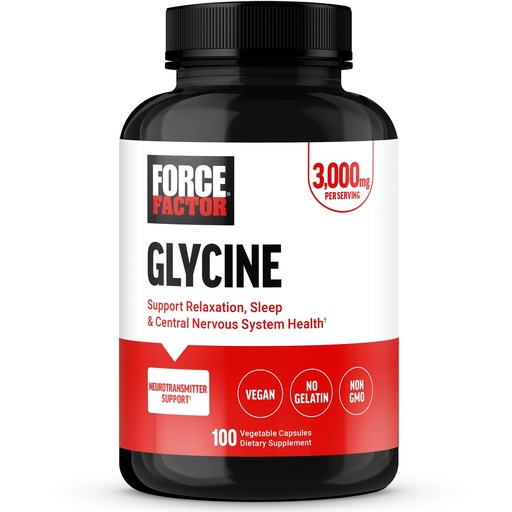 [BRSRAFL5PJ6W2H37] Force Factor Glycine to Promote Relaxation and Restful Sleep, Support Cognitive Function, Mood Balance, and Nerve Health, 100 Vegetable Capsules