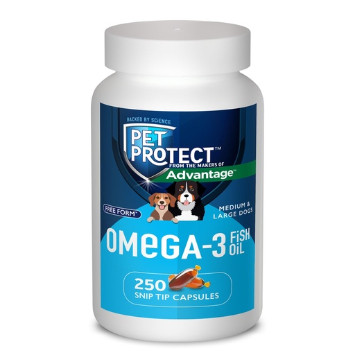 [BRSROBI7CBYQ2E3L] M/L Dog Omega-3 Supplement, Proprietary Free Form Blend, Supports a Normal Inflammatory Response, Snip-Tip Capsules (250 Count)