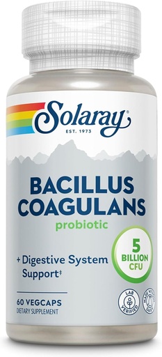 [BRSWIFL4OYCGKHTY] SOLARAY Bacillus Coagulans Probiotic - 5 δισεκατομμύρια ζωντανών μικροοργανισμών - Digestion and Gut Health Support - Πλήρης υγεία του σώματος Προβιοτικά με Inulin Prebiotic Fiber, 60-Day Εγγύηση, 30 Serv, 60 VegCaps