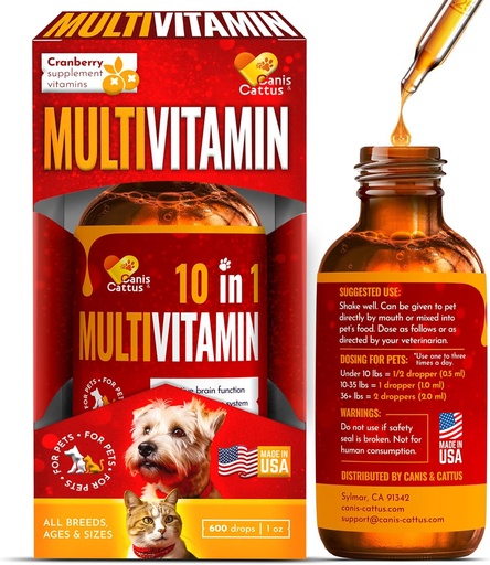 [BRSROA3RBMAW2E3V] Vitamins for Dogs | Cat Vitamins | Liquid Multivitamin for Dogs | Multivitamin for Cats | Pure Ingredients | 1 oz